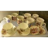 Tray of mainly Royal commemorative cups and saucers