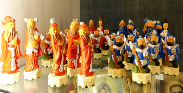 Set of Oriental style chess pieces