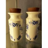 Two Portmerion canisters with blue floral design