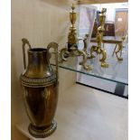 Quantity of brass items to include Art Nouveau style vase,