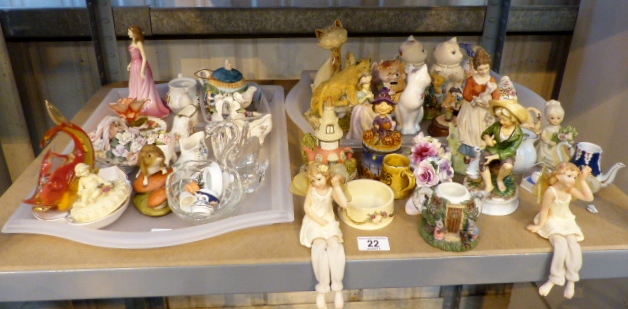 Shelf of decorative ceramic animals and figures