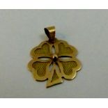 14 ct rose gold four leaf clover pendant