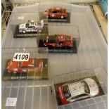 Selection of cased collectors five rally car models 1/43 scale