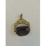 9 ct gold smoky quartz spinning fob