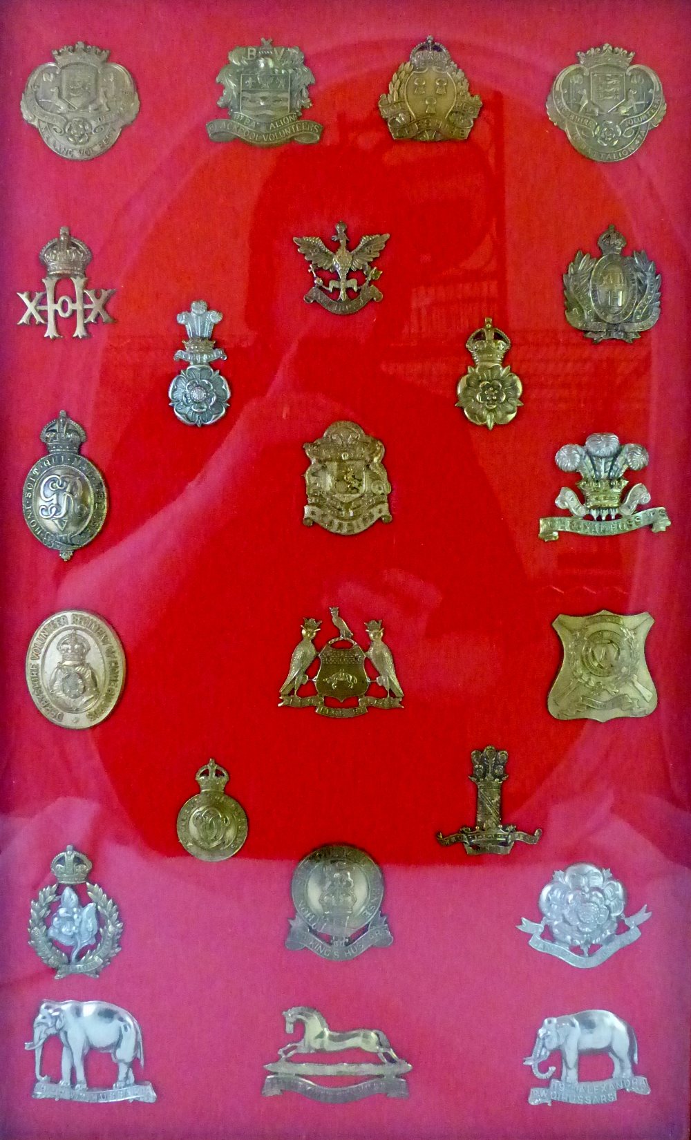 23 military cap badges including 14th Kings Hussars,