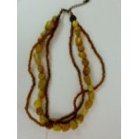 Necklace of golden amber and butterscotch? beads