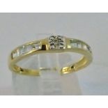 9 ct gold diamond and topaz ring size N