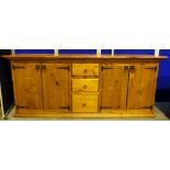 Victorian pine design Heritage Range antique style double cupboard with three central drawers