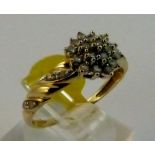 9 ct gold fancy diamond cluster ring, approximately 0.