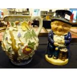 Old Burlington ware toby jug and an Indian tree ceramic jug