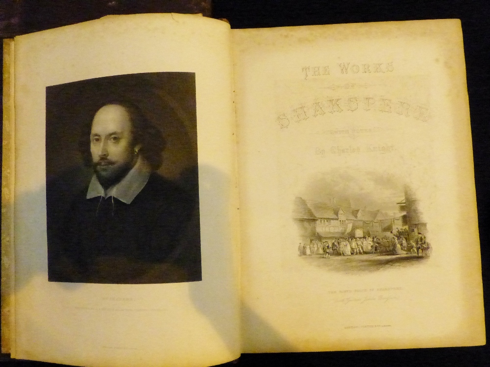 Two volumes of The Works of Shakespeare with steel engravings