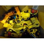 Large quantity of playworn diecast heavy plant vehicles including Matchbox, Corgi etc.