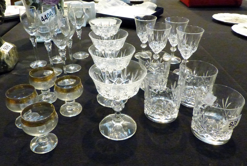 Crystal and cut glass drinking and sundae glasses