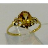 9 ct gold diamond and citrine ring.