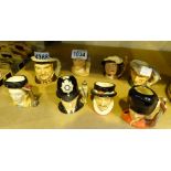 Eight small character jugs including Henry VIII and Catherine Parr by Royal Doulton