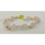 Sterling silver rose quartz bracelet