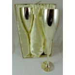 Box of two silver plated champagne flutes