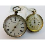 Two ladies continental silver pocket watches