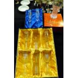 Boxed Bohemian and Royal Brierley crystal glasses and vase