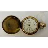 Waltham gold plated fob watch lacking glass and second hand