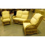 Three piece wicker conservatory suite