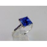 925 silver ring blue stone set