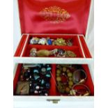 Jewellery box of mixed costume jewellery and watches