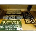 Set of four reproduction railway associated signs