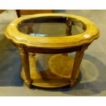 Dutch style two tiered glazed coffee table with turned supports