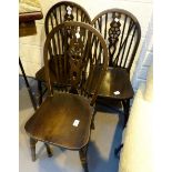 Three wheelback chairs dark oak