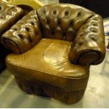 Brown leather Chesterfield gents club chair