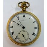 Gold plated Lonville pocket watch with a screw back