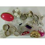 Box of ladies fashion jewellery rings.