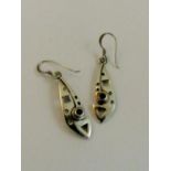 Sterling silver onyx set fancy drop earrings