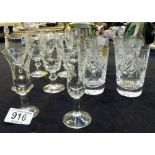 Set of six Webb Corbett whisky glasses and six Webb Corbett sherry glasses and two others