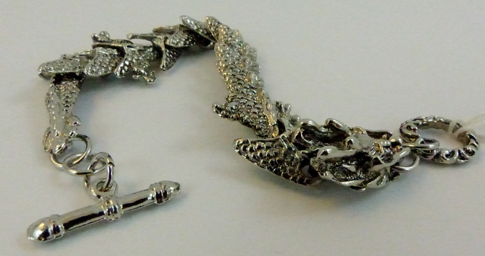 White metal dragon bracelet