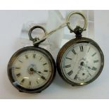 Two silver fob watches marked .935 and .