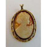 9 ct gold mounted cameo brooch 6g