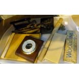 Tray of vintage collectables to include woodbine domino set, small guillotine,