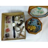 Quantity of mixed costume jewellery and watches including wooden octagon shape jewellery box