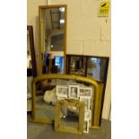 Collection of mixed mirrors and a twelve picture photoframe