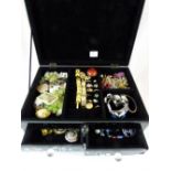 Modern jewellery box with costume jewellery contents