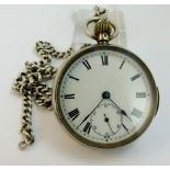 Silver pocket watch and albert chain,