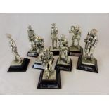 Eight boxed Royal Hampshire silver plated military figures, Squadron leader, Parachute Regiment,