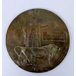 Unusual WWI silvered death plaque Thomas McCormick