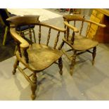 Two oak captains chairs