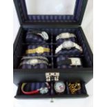 Watch display box with contents of mixed wristwatches