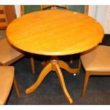 Circular bench kitchen table on central pedestal with four legs