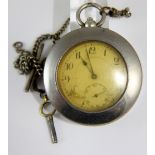 White metal pocket watch and an albert chain