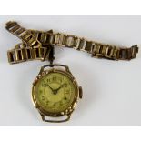 9 ct gold ladies wristwatch with rolled gold bracelet